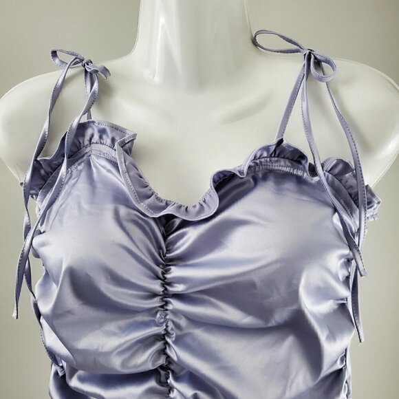 ROUGHED FRONT SHOULDER TIE DRESS - Picture 2 of 7